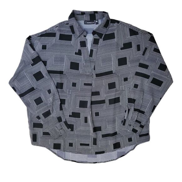 Black - Rafaella Ladies Relaxed Fit Soft Textured High-Low Hem Cuffed Sleeve Wov - Picture 1 of 1